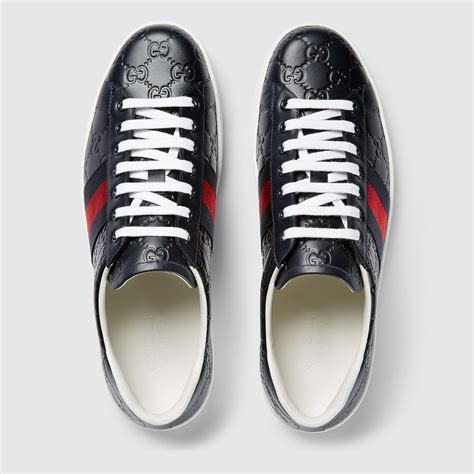 ace gucci signature sneaker blue|gucci sneakers ace women.